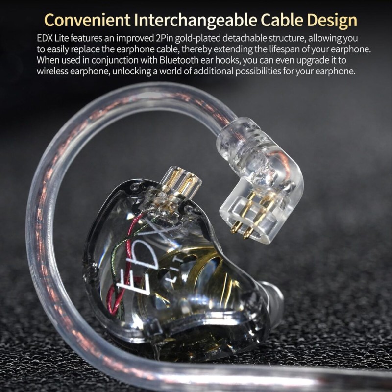 KZ EDX LITE Transparent Grey NO MIC - IEM 3,5 In Ear Monitor Earphones, Super-Linear, HIFI bass, Noi