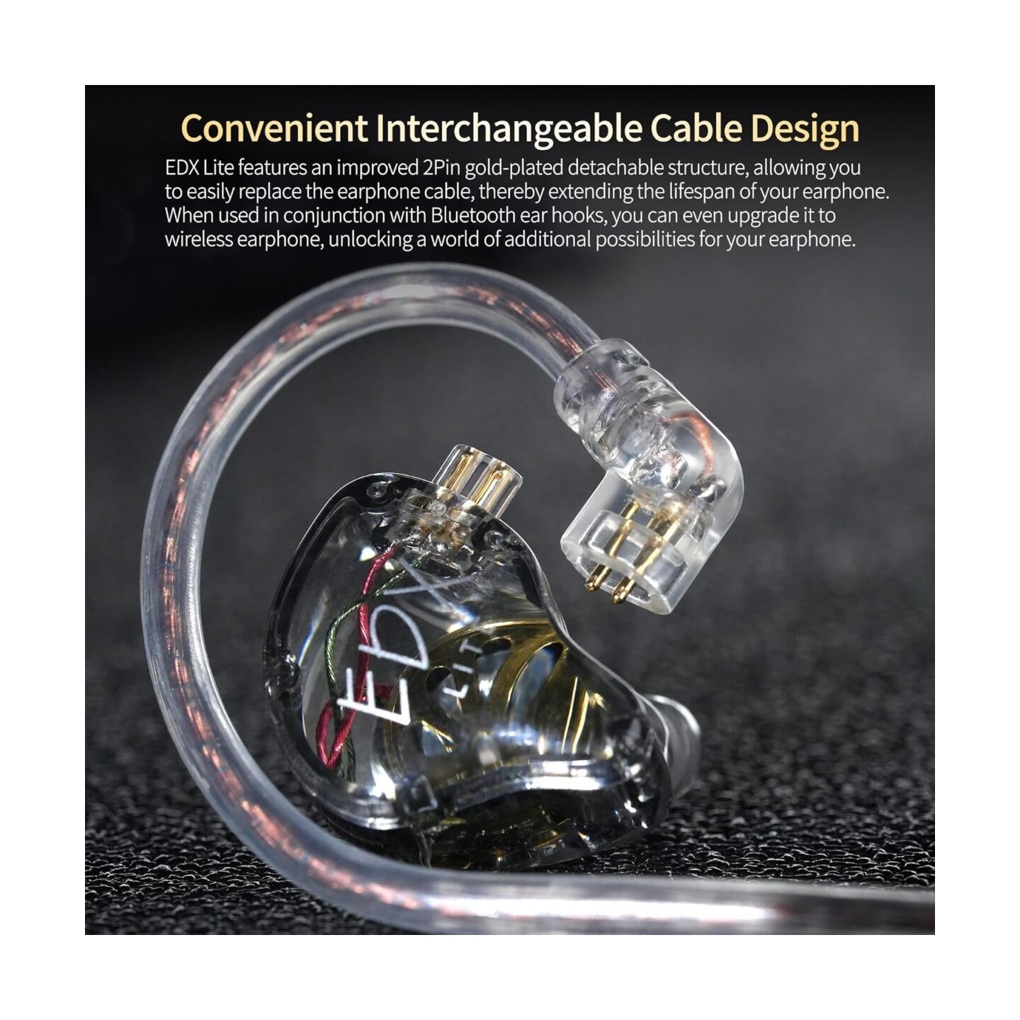 KZ EDX LITE Transparent Grey NO MIC - IEM 3,5 In Ear Monitor Earphones, Super-Linear, HIFI bass, Noi