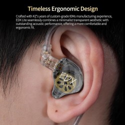 KZ EDX LITE Transparent Grey NO MIC - IEM 3,5 In Ear Monitor Earphones, Super-Linear, HIFI bass, Noi