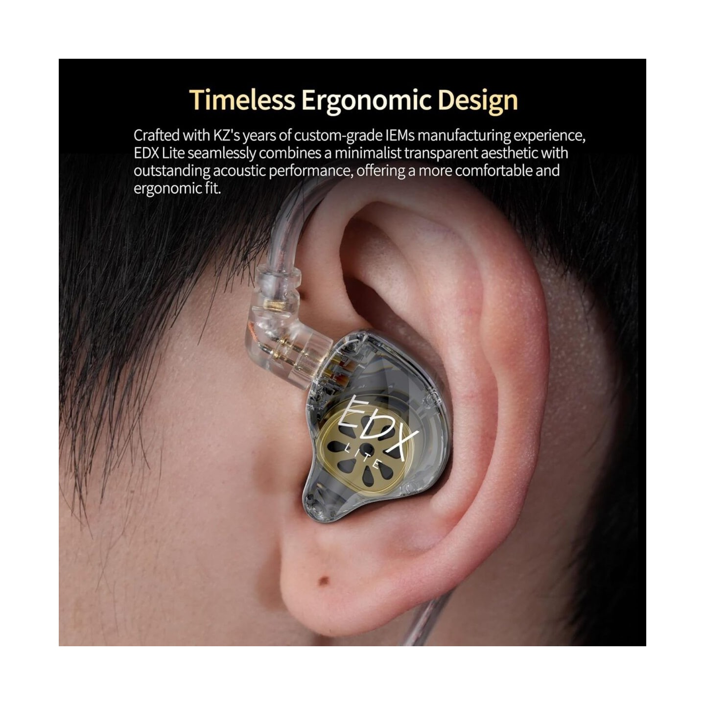 KZ EDX LITE Transparent Grey NO MIC - IEM 3,5 In Ear Monitor Earphones, Super-Linear, HIFI bass, Noi