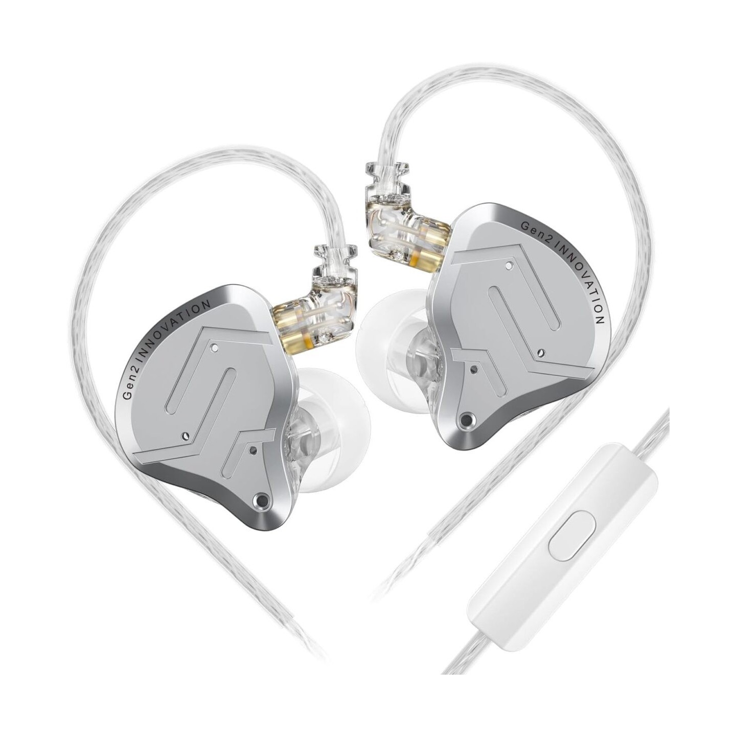 KZ ZSN PRO 2 SIlver With Mic - IEM 3,5 In Ear Monitor Earphones, Hybrid 1BA+1DD 10mm, metal, HIFI ba