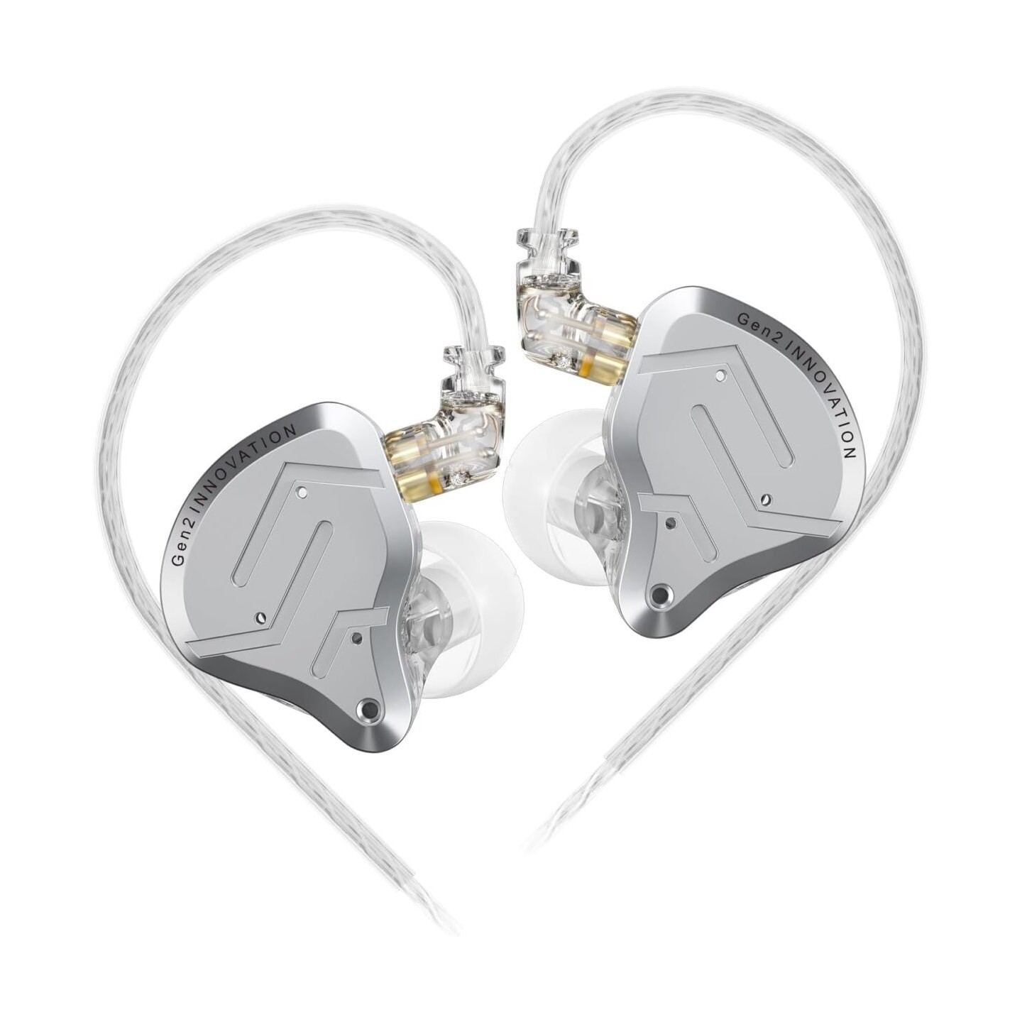 KZ ZSN PRO 2 SIlver With Mic - IEM 3,5 In Ear Monitor Earphones, Hybrid 1BA+1DD 10mm, metal, HIFI ba