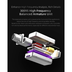 KZ ZST X Purple No Mic - IEM 3,5 In Ear Monitor Earphones, Dynamic Hybrid Dual Driver 1BA+1DD, 2x ma