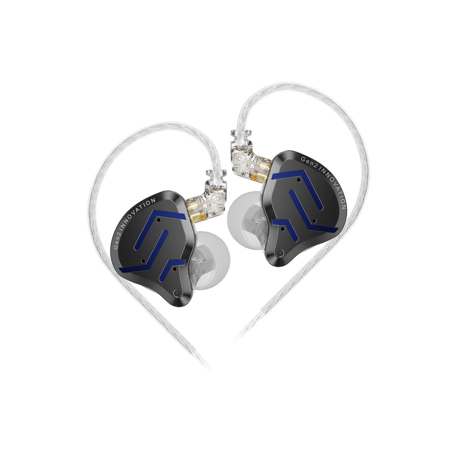 KZ ZSN PRO 2 Black Blue No Mic - IEM 3,5 In Ear Monitor Earphones, Hybrid 1BA+1DD 10mm, metal, HIFI
