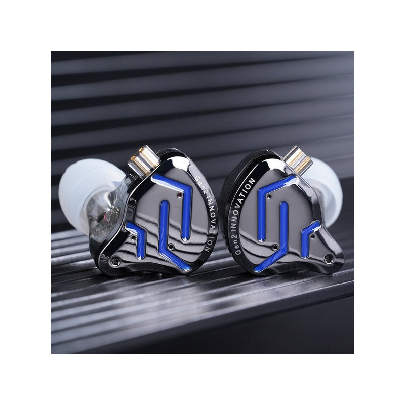 KZ ZSN PRO 2 Black Blue No Mic - IEM 3,5 In Ear Monitor Earphones, Hybrid 1BA+1DD 10mm, metal, HIFI