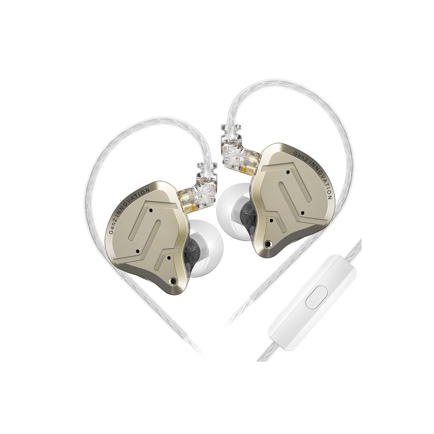 KZ ZSN PRO 2 Gold With Mic - IEM 3,5 In Ear Monitor Earphones, Hybrid 1BA+1DD 10mm, metal, HIFI bass