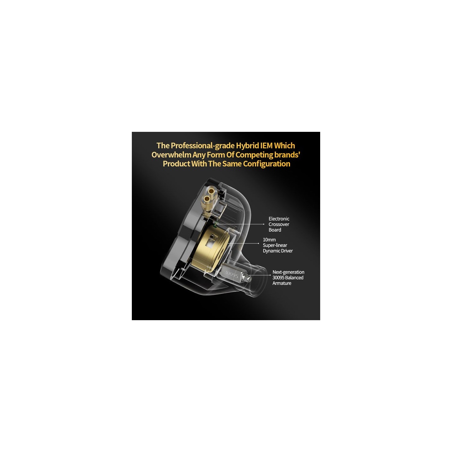 KZ ZSN PRO 2 Gold With Mic - IEM 3,5 In Ear Monitor Earphones, Hybrid 1BA+1DD 10mm, metal, HIFI bass