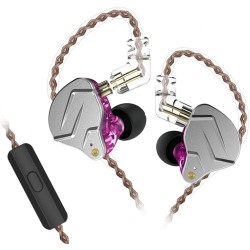 KZ ZSN PRO Purple Mic - IEM 3,5 In Ear Monitor Earphones, Dynamic Hybrid Dual Driver 1BA+1DD