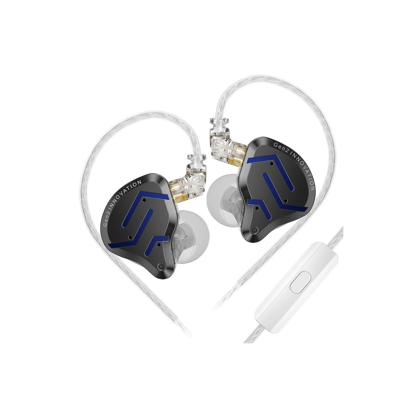 KZ ZSN PRO 2 Black Blue With Mic - IEM 3,5 In Ear Monitor Earphones, Hybrid 1BA+1DD 10mm, metal HIFI
