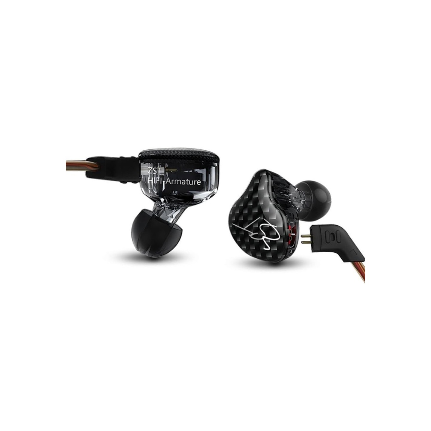 KZ ZST Black With Mic - IEM 3,5 In Ear Monitor Earphones, Dynamic Hybrid Dual Driver 1BA+1DD