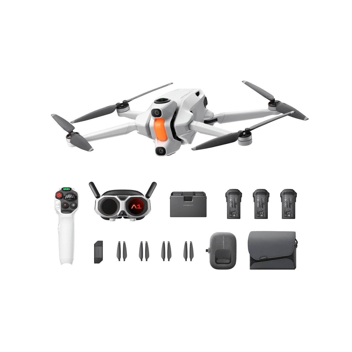Antigravity A1 Infinity Bundle -8K 360 Invisible Drone-3x High-capacity Bat.,4 Propellers,Charge Hub