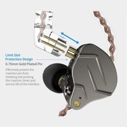 KZ ZSN PRO Blue No Mic - IEM 3,5 In Ear Monitor Earphones, Dynamic Hybrid Dual Driver 1BA+1DD