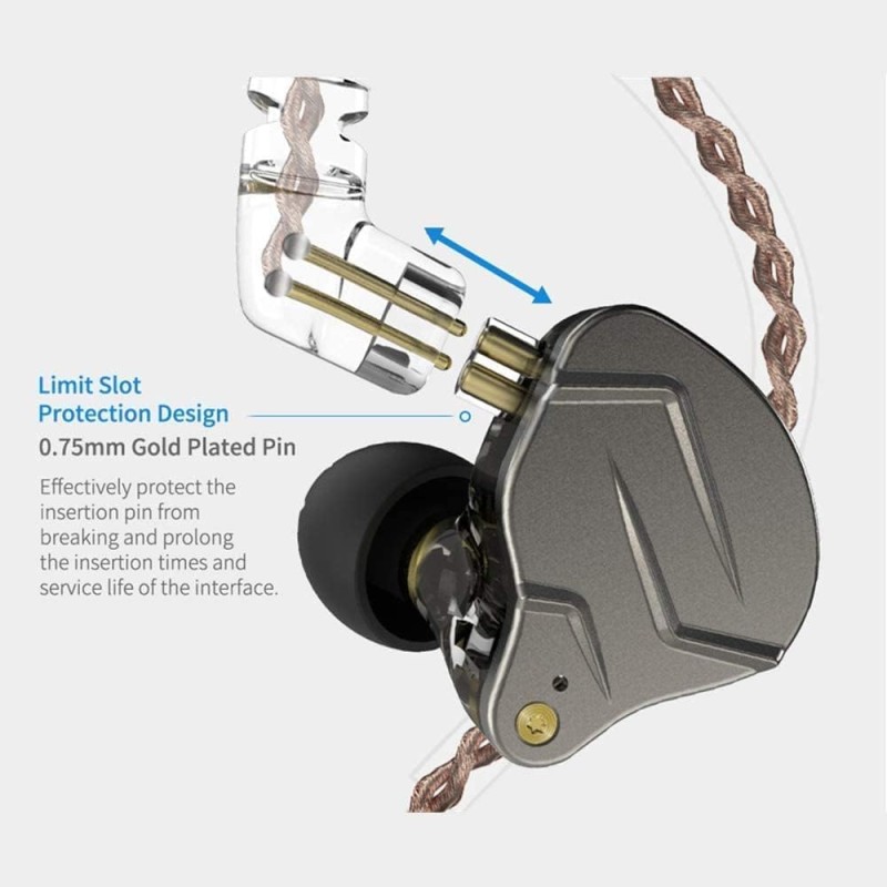 KZ ZSN PRO Blue No Mic - IEM 3,5 In Ear Monitor Earphones, Dynamic Hybrid Dual Driver 1BA+1DD