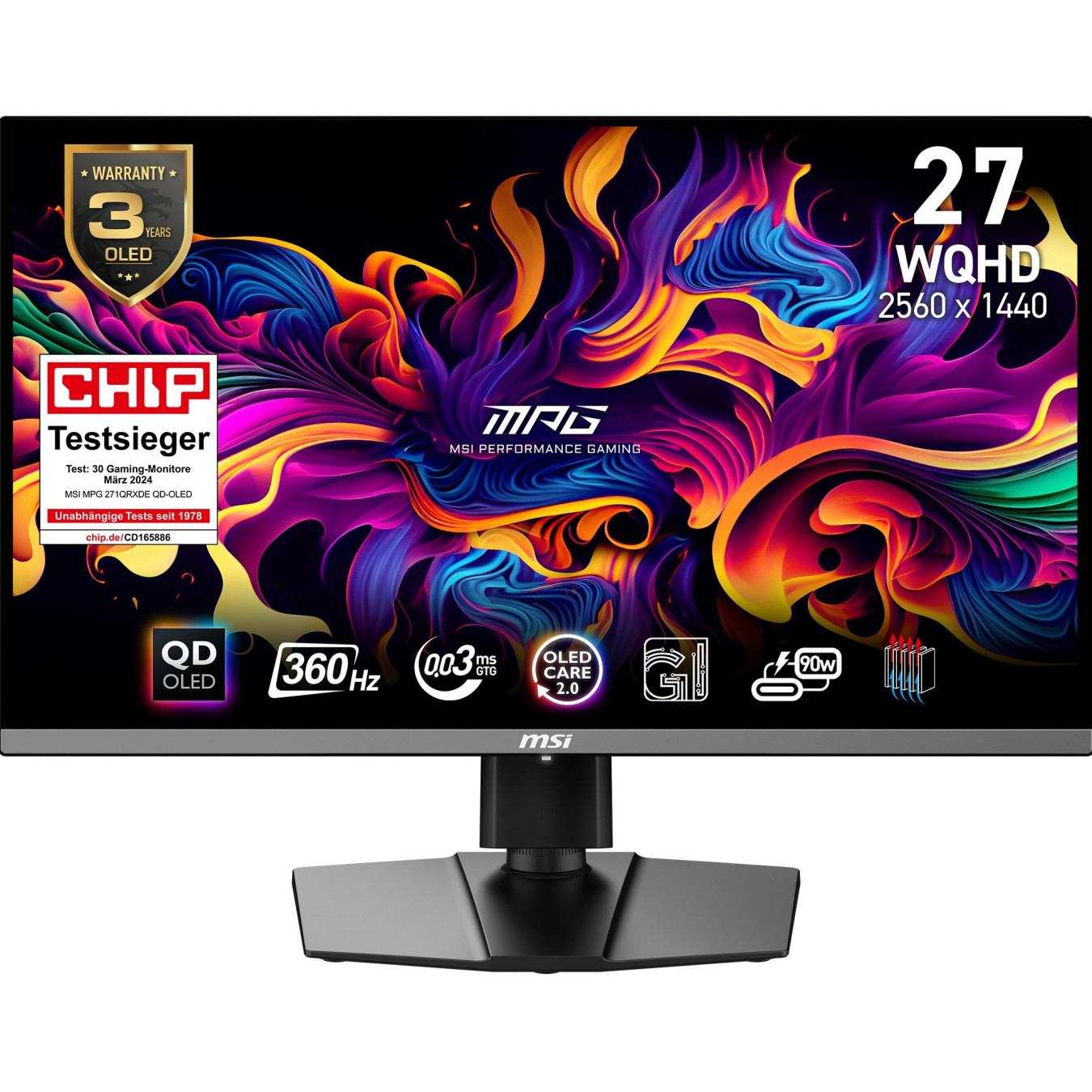 MSI MPG 271QRXDE - 26.5" QD-OLED Gaming Monitor - 2560x1440 QHD, 360Hz, 1ms, Black — Buy in Cyprus with Fast Delivery
