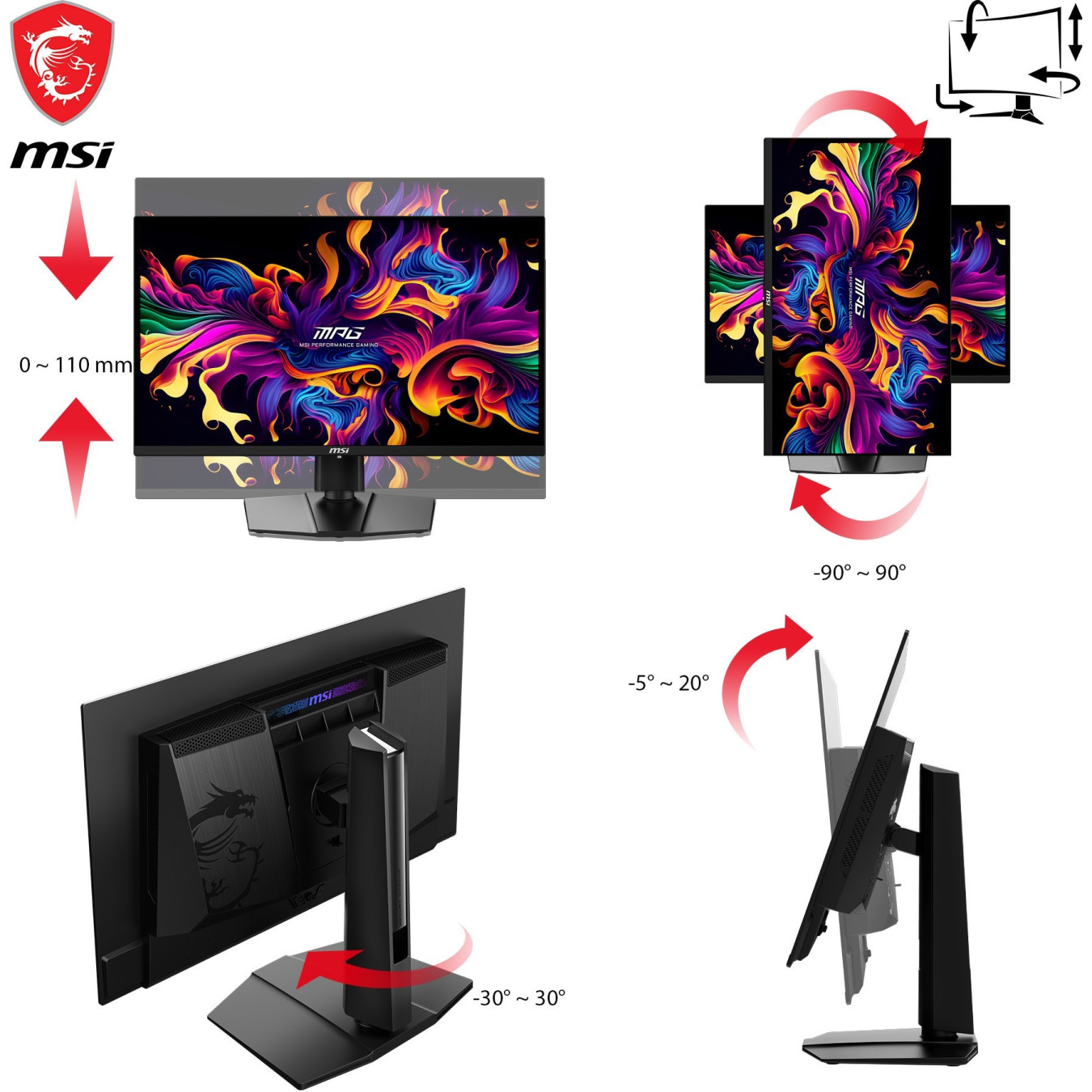 MSI MPG 271QRXDE - 26.5" QD-OLED Gaming Monitor - 2560x1440 QHD, 360Hz, 1ms, Black — Buy in Cyprus with Fast Delivery