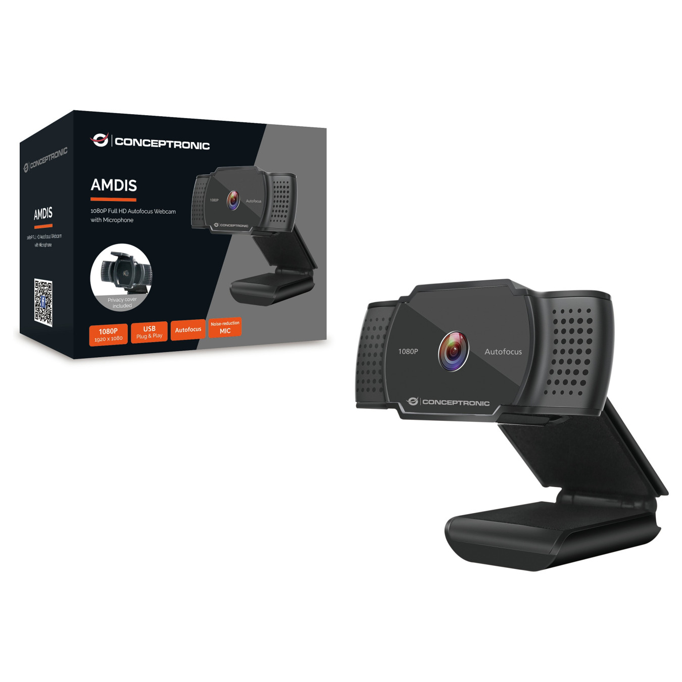 CONCEPTRONIC Webcam USB-A2.0 72° 1080P 30Hz FullHD +Mikro sw — Buy in Cyprus with Fast Delivery