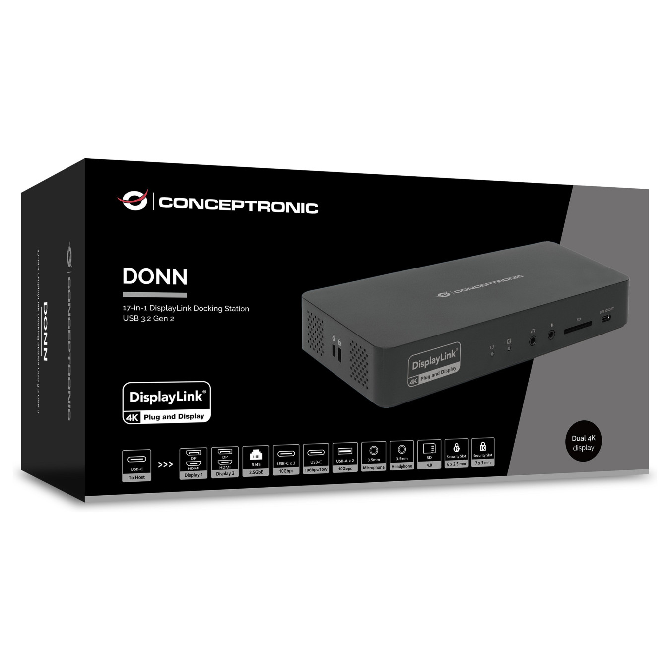 CONCEPTRONIC 17-1 Dock USB-C- to HDMI DP GbE 3xUSB-C + 135W sw — Buy in Cyprus with Fast Delivery