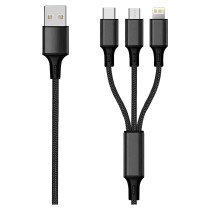 2GO 3in1 USB Ladekabel Micro-USB.Lightn..USB-C Nylon 3m sw — Buy in Cyprus with Fast Delivery