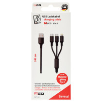2GO 3in1 USB Ladekabel Micro-USB.Lightn..USB-C Nylon 3m sw — Buy in Cyprus with Fast Delivery