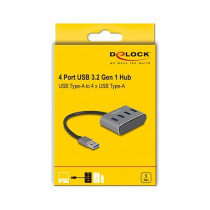 DELOCK 4 Port USB 3.2 Gen 1 Hub mit USB Typ-A Anschluss - USB Typ-A Buchsen oben — Buy in Cyprus with Fast Delivery