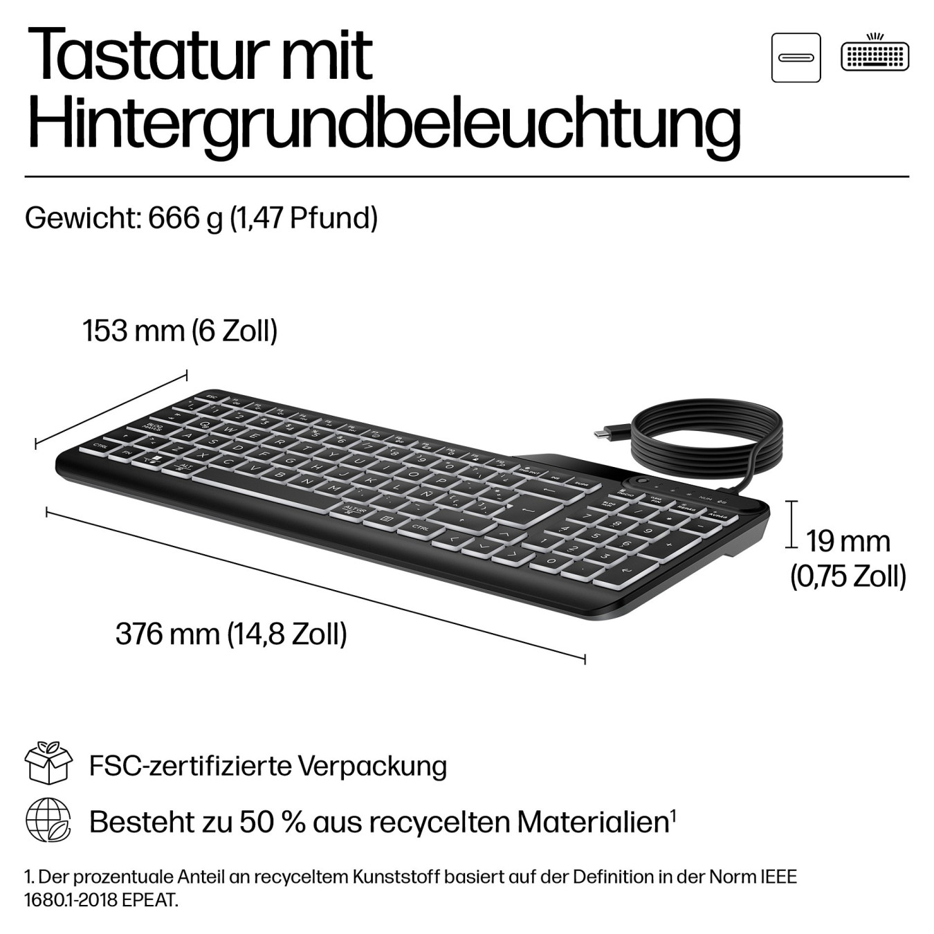 HP 405 Multi-Device Backlit Wired Keyboard SmartBuy — Buy in Cyprus with Fast Delivery