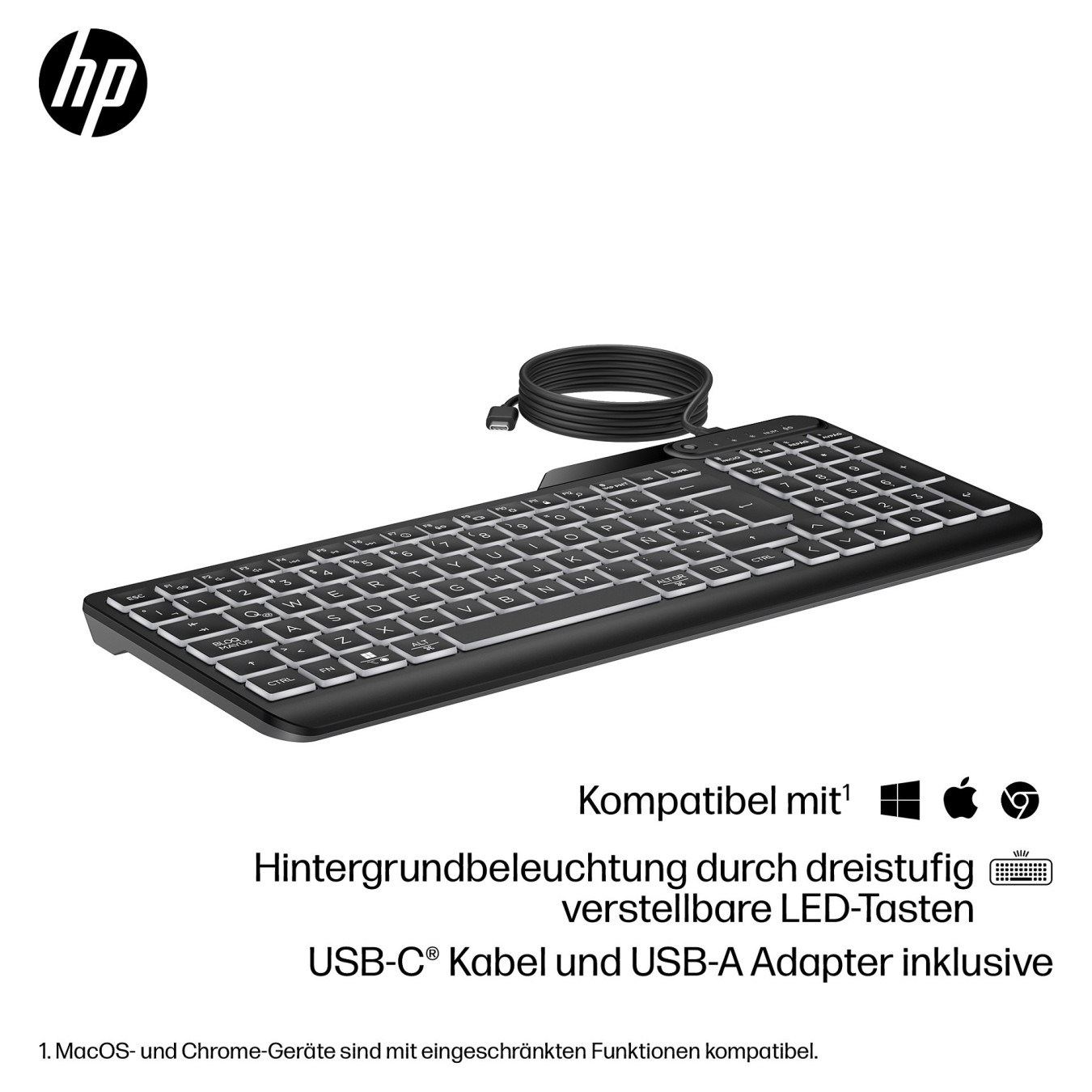 HP 405 Multi-Device Backlit Wired Keyboard SmartBuy — Buy in Cyprus with Fast Delivery