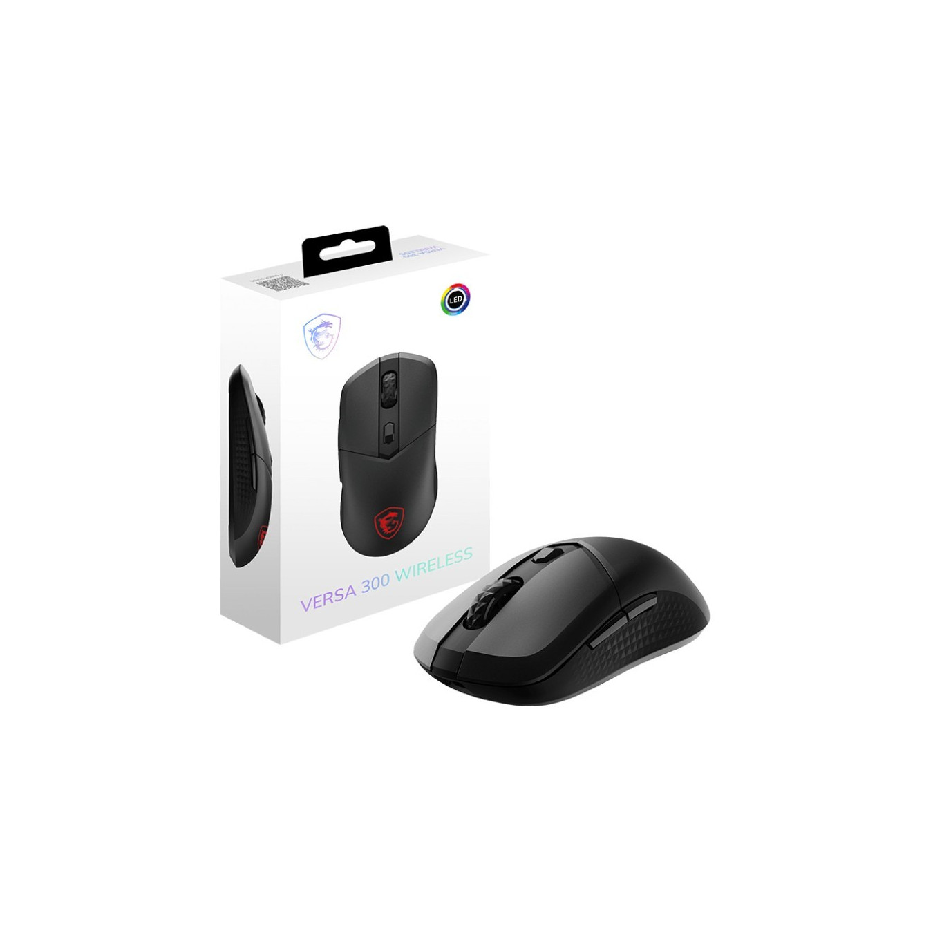 MSI VERSA 300W - Wireless Gaming Mouse - Black, Right-Handed, 8000 DPI, Tri-Mode (2.4G/BT/USB-C), 1 ms