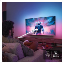 194cm 77' (3840x2160) Philips 77OLED810 12 16:9 OLED 144Hz 4x HDMI 2.1 2x USB LAN WLAN Ambilight Google TV HDR10+ Dol...