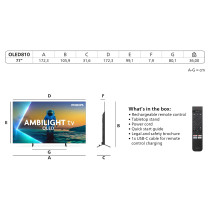194cm 77' (3840x2160) Philips 77OLED810 12 16:9 OLED 144Hz 4x HDMI 2.1 2x USB LAN WLAN Ambilight Google TV HDR10+ Dol...
