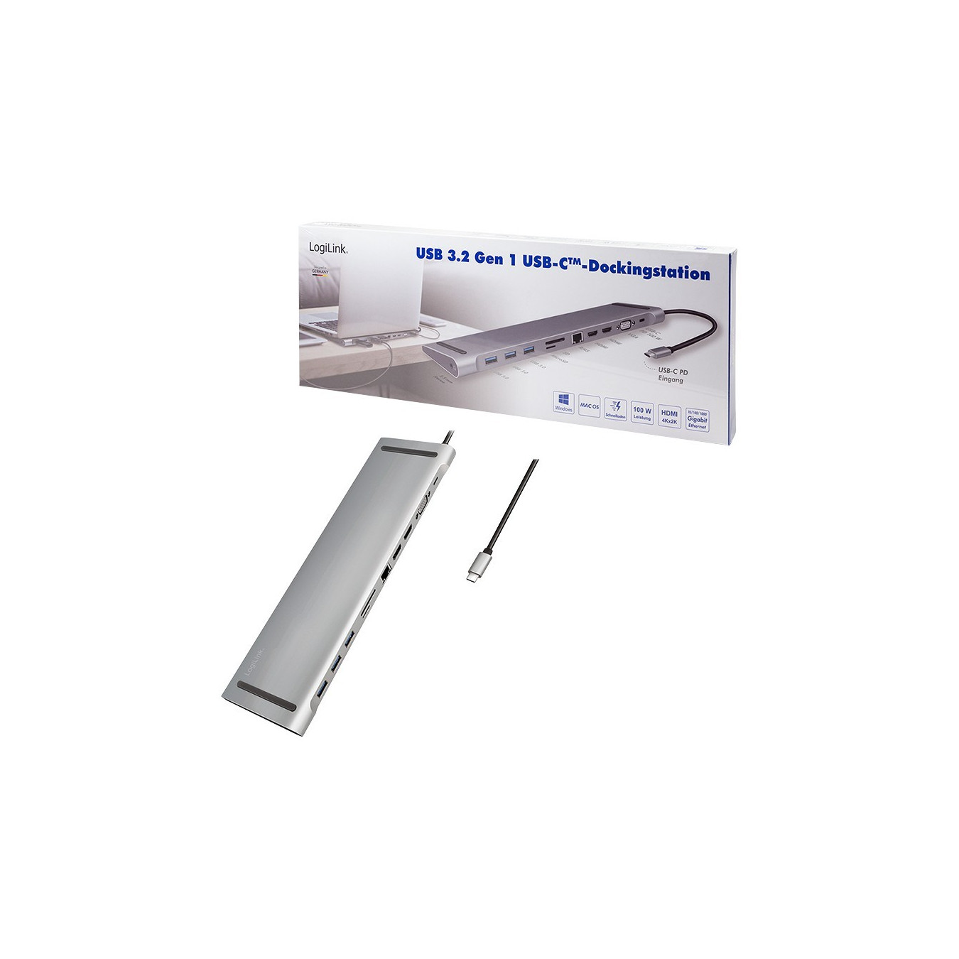 LogiLink UA0373 USB-C 11-in-1 Docking Station 100W PD | HDMI, VGA, Ethernet — Armenius Store Cyprus