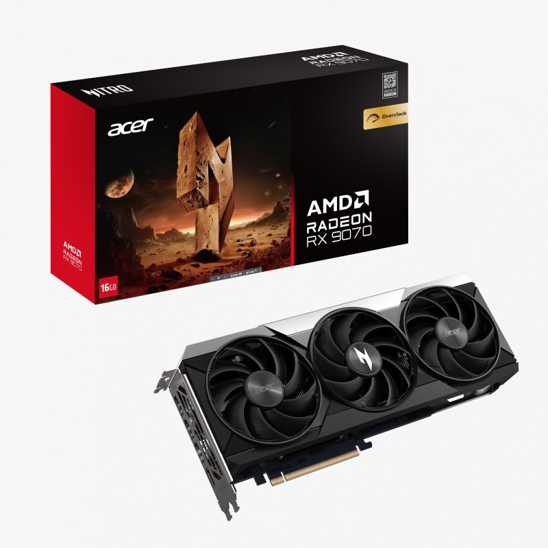 Buy Acer Nitro Radeon RX 9070 OC - 16GB GDDR6, 2700 MHz Boost, 3-Fan, PCIe 5.0 in Cyprus, Nicosia, Limassol, Larnaka, Pafos