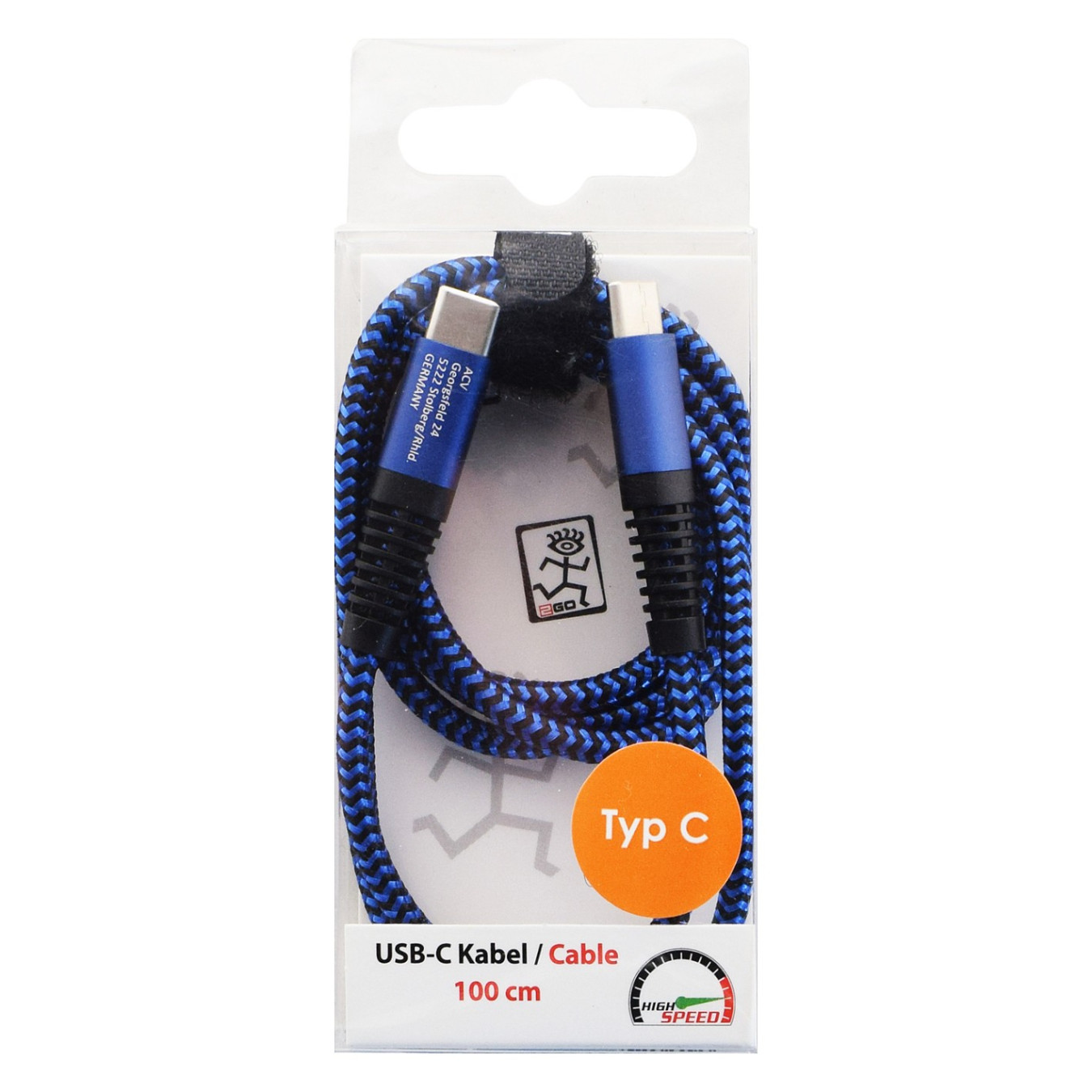 2GO USB Lade- Datenkabel USB Type-C - USB Type-C 1m blau — Buy in Cyprus with Fast Delivery
