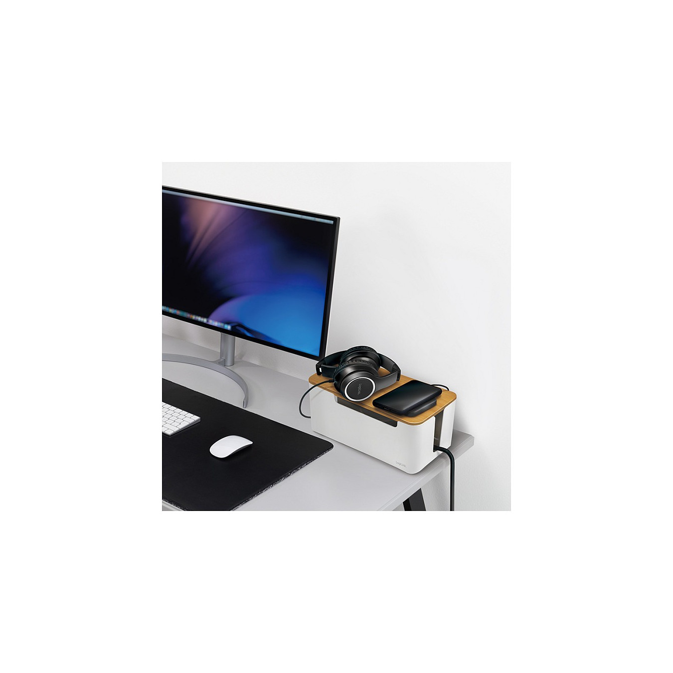 Management Cable Box Bambus-Deckel 320 x 140 x 130mm LogiLink White — Buy in Cyprus with Fast Delivery