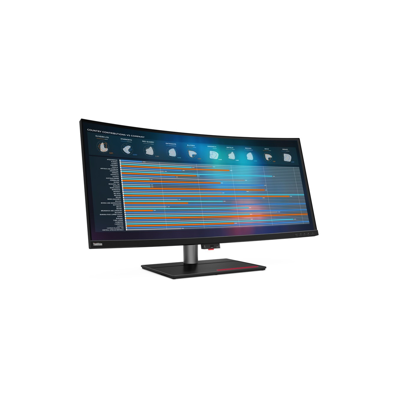 Lenovo ThinkVision P40w-20 - 39.7" 5K2K Curved IPS Monitor - 5120x2160, 75Hz, USB-C Dock, HDMI/DP, Black