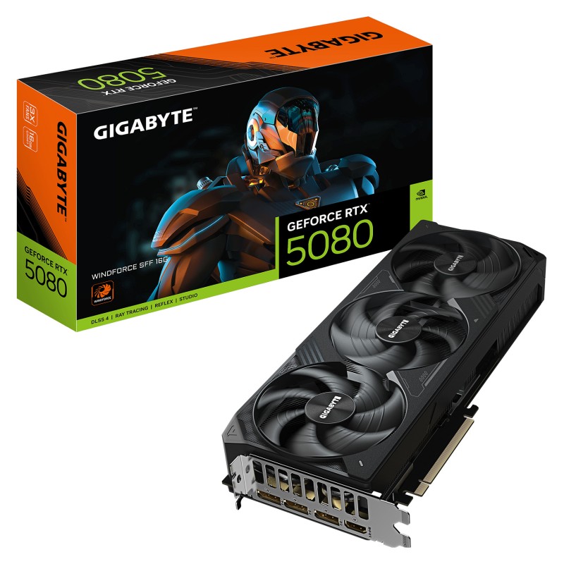 RTX 5080 16GB Gigabyte Windforce SFF OC GDDR7 3Fan (Boxed) — Buy in Cyprus with Fast Delivery