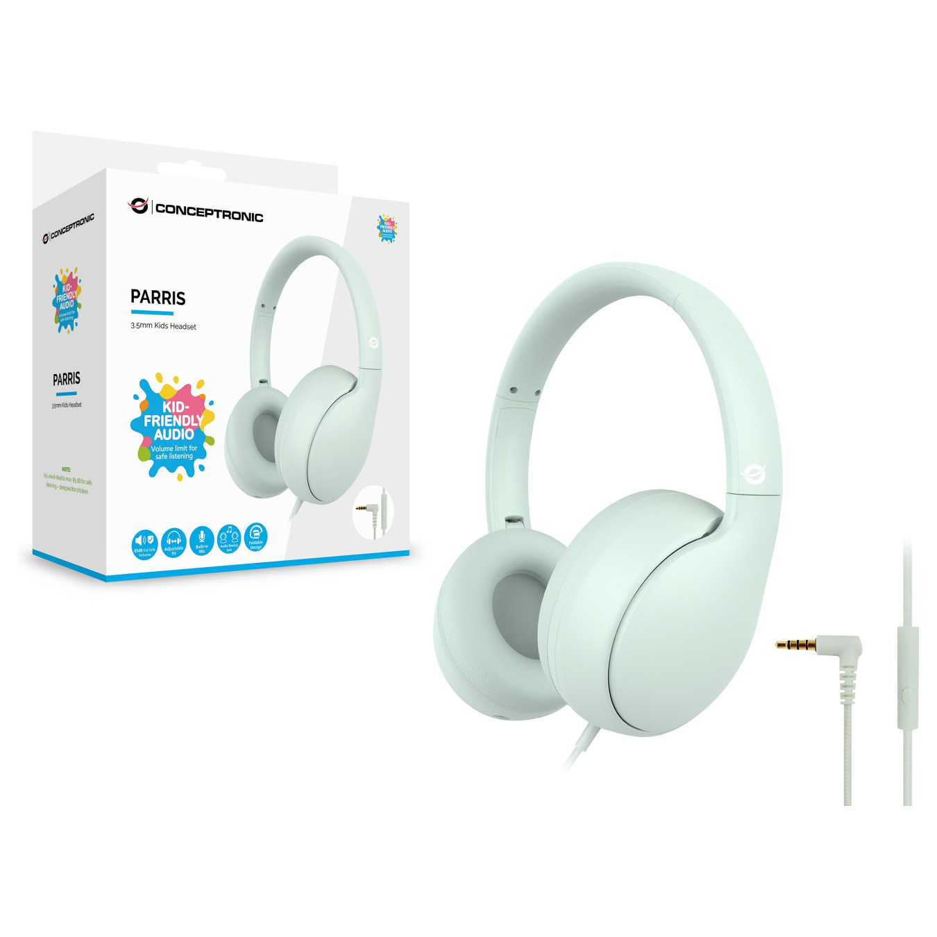CONCEPTRONIC Kids Headset +Schalter 85dB 1.60m green — Buy in Cyprus with Fast Delivery