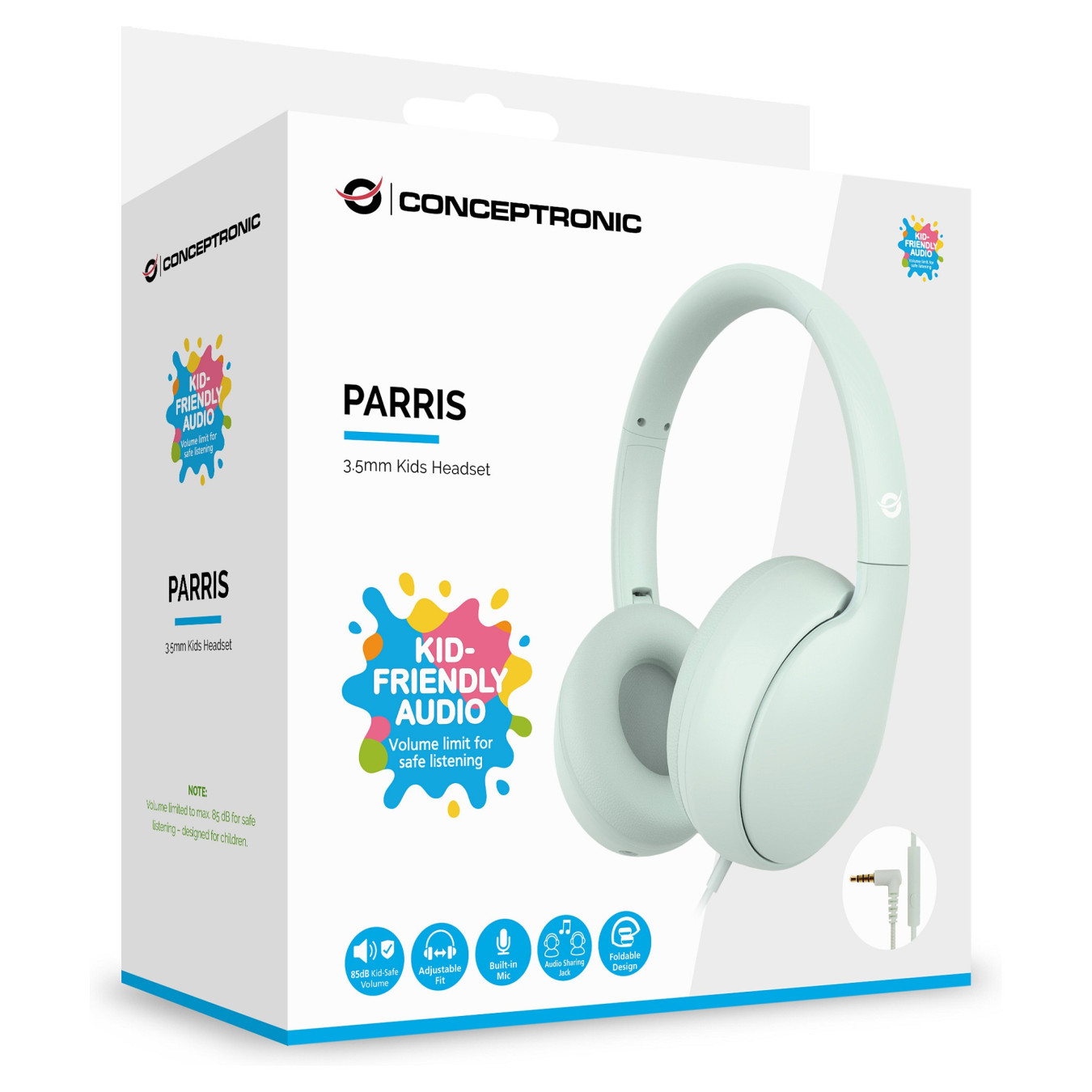 CONCEPTRONIC Kids Headset +Schalter 85dB 1.60m green — Buy in Cyprus with Fast Delivery