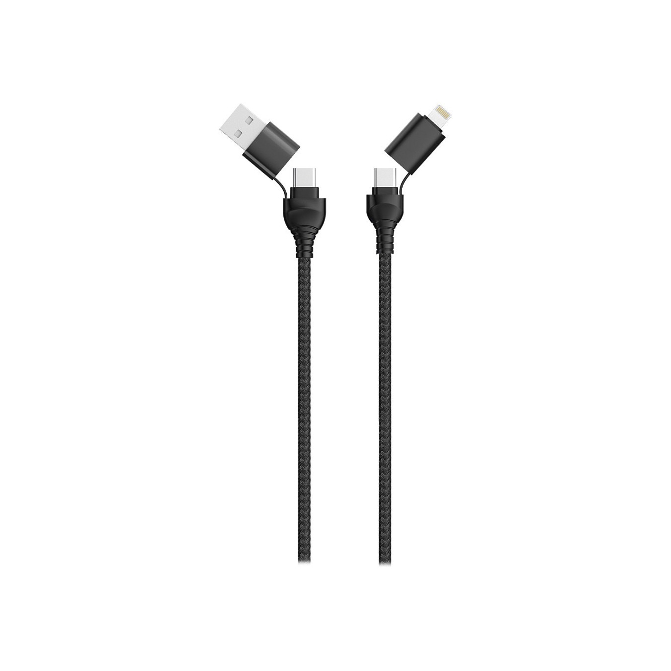 2GO USB Type C Ladekabel 4 in 1 USB A. Lighn. 1.2m sw — Buy in Cyprus with Fast Delivery