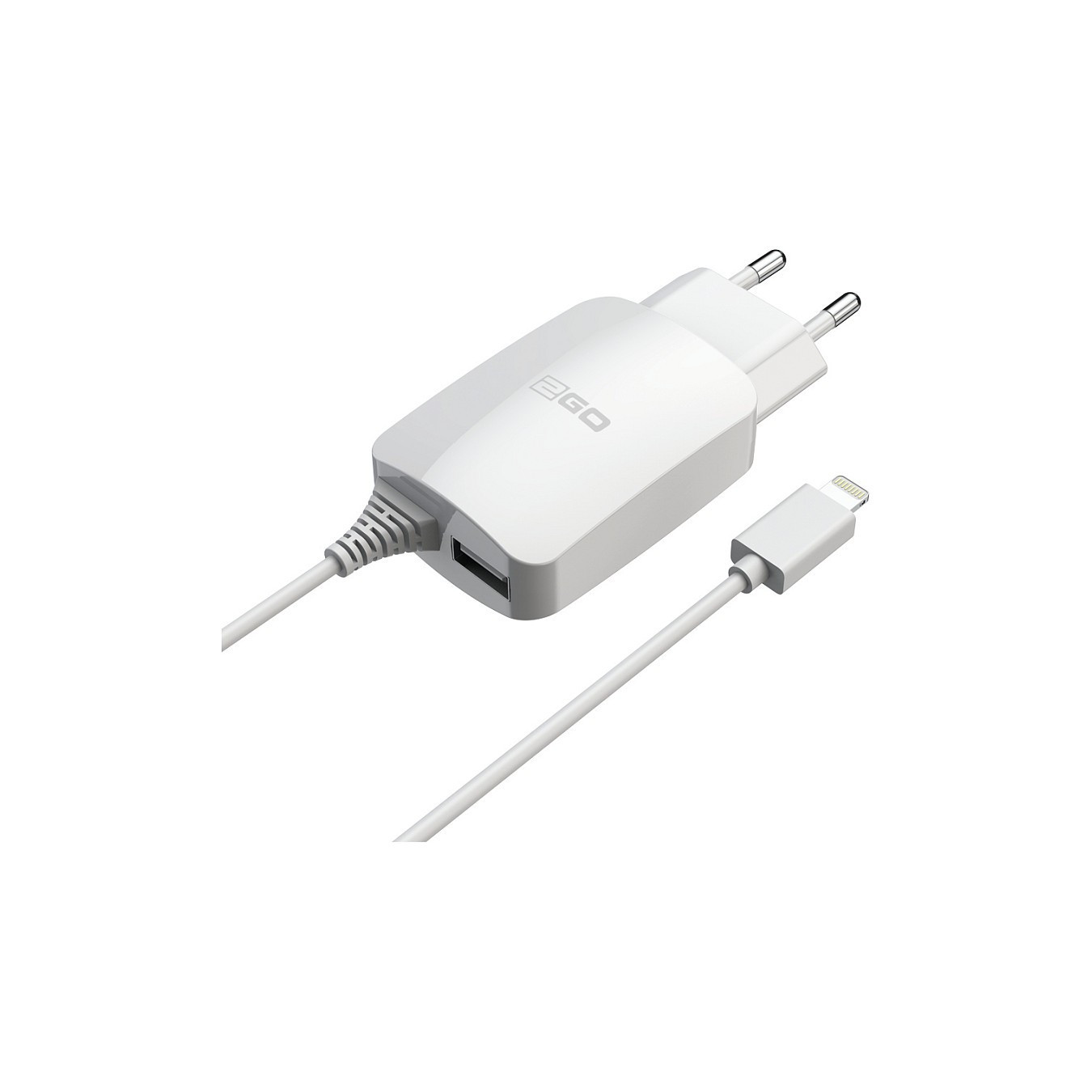 2GO Ladegerät 12W Lightning + 1x USB. Kabel 1.4m. weiß — Buy in Cyprus with Fast Delivery