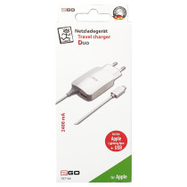 2GO Ladegerät 12W Lightning + 1x USB. Kabel 1.4m. weiß — Buy in Cyprus with Fast Delivery