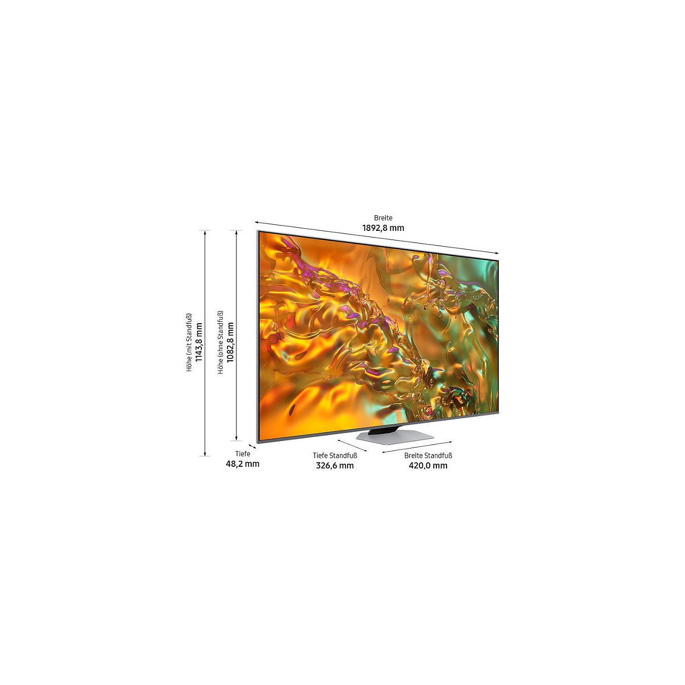 215.9cm 85' (3840x2160) Samsung GQ85Q80DATXZG 16:9 QLED 100Hz HDMI USB WLAN Bluetooth HDR10+ Speaker Titan Black
