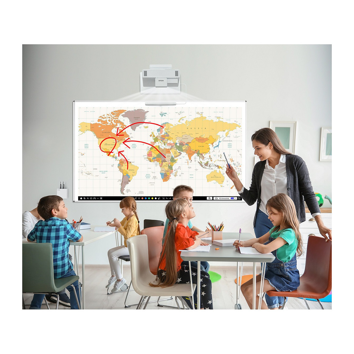 EPSON EB-1485Fi 3LCD Full HD Ultra-short distance projector 5000 Lumen 0.27:1-0.37:1 incl. finger touch unit
