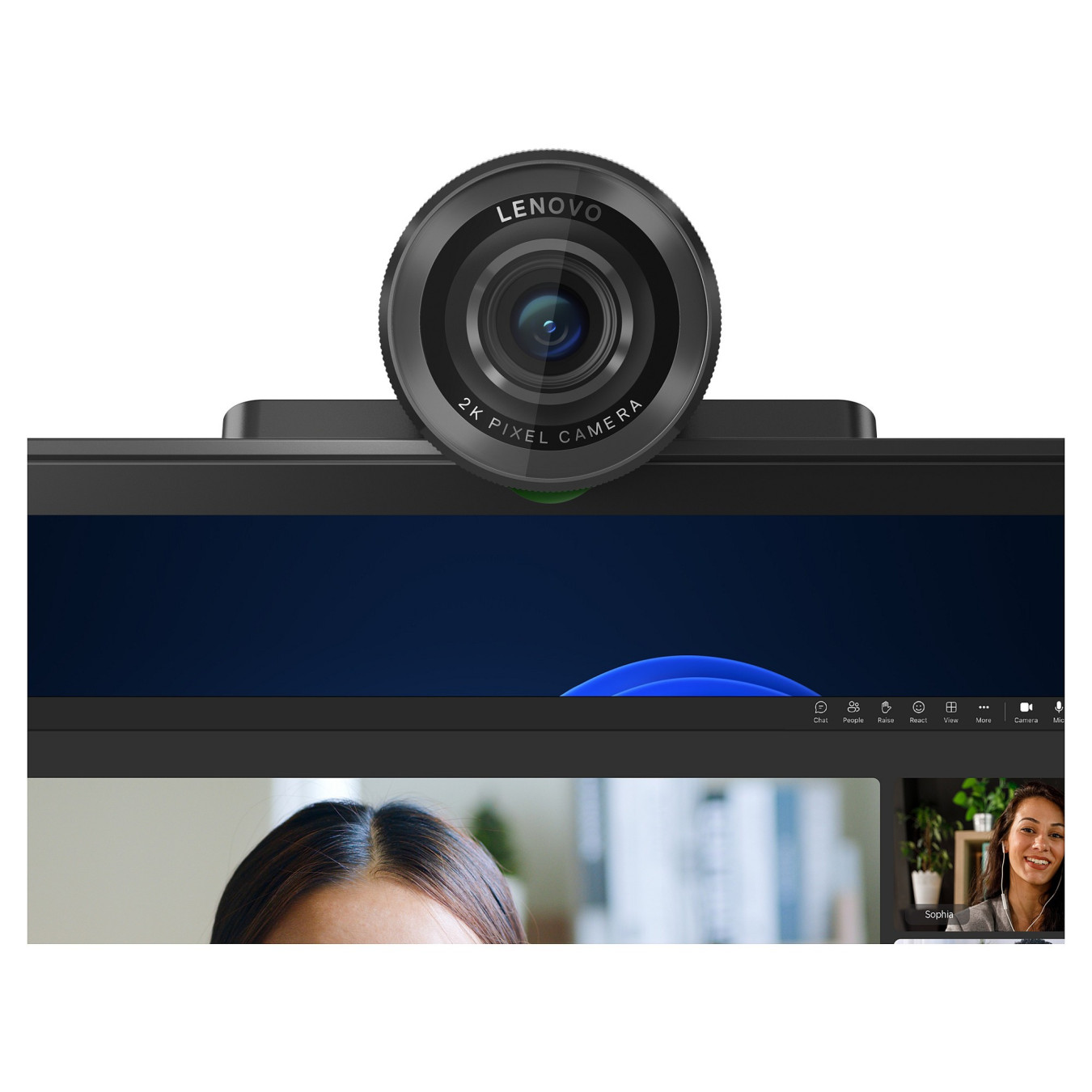 LENOVO QHD Webcam 2K Adjustable FOV90 78 65 Directional Microphone AutoFocus HDR AI Framing Face USB-C A 1.5m Detacha...