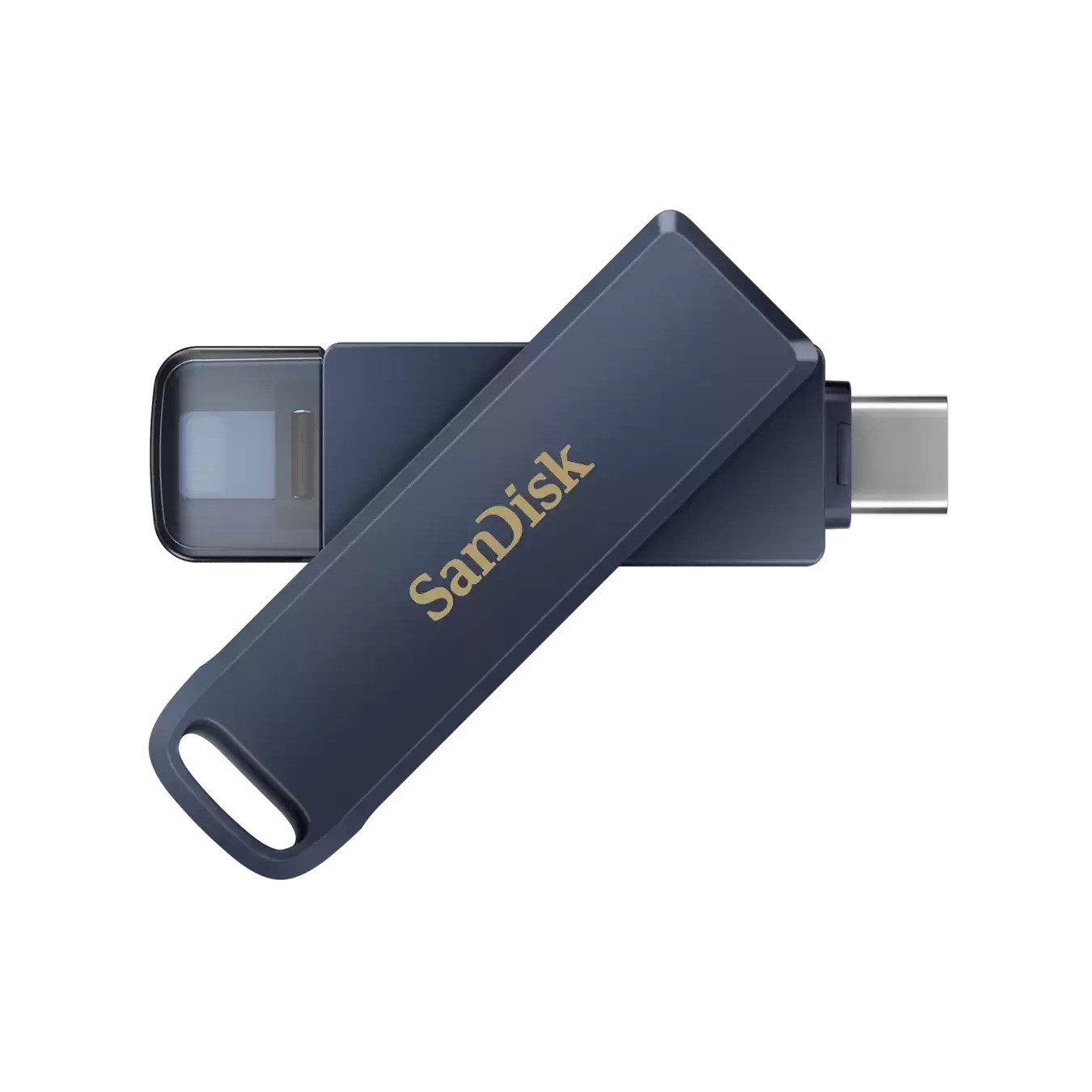 SanDisk iXpand Dual-Connector USB-C & Lightning Flash Drive - 64GB Blue - USB 3.2 Gen1, 90MB/s, Swivel