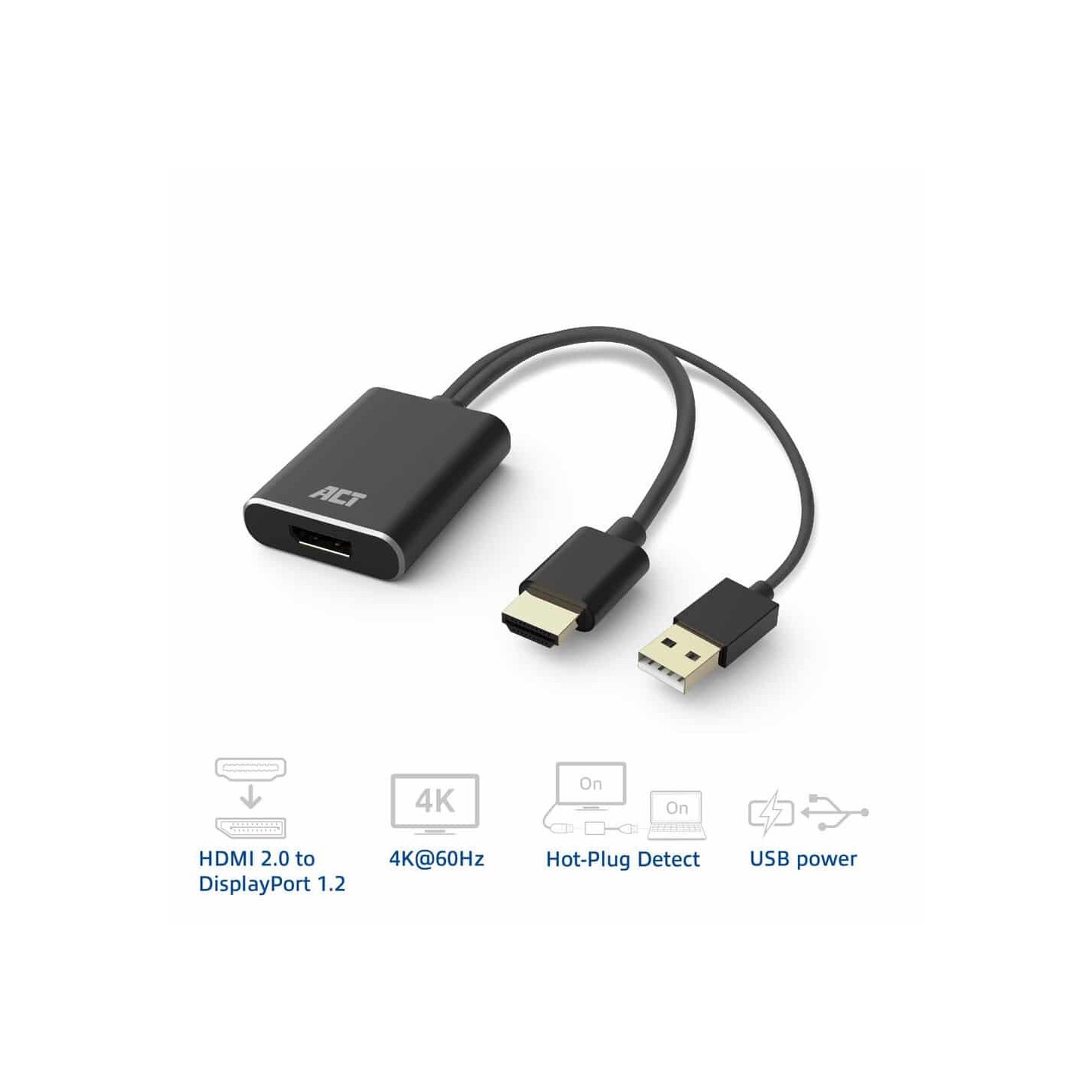AC7536 HDMI TO DISPLAYPORT ADAPTER 4K@60HZ ACT — Buy in Cyprus with Fast Delivery