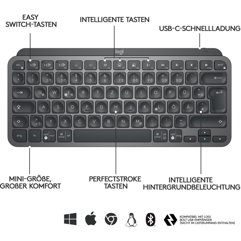 Buy Logitech MX Keys Mini - Dark Grey - Compact Wireless Illuminated Keyboard (U... in Cyprus, Nicosia, Limassol, Larnaka, Pafos