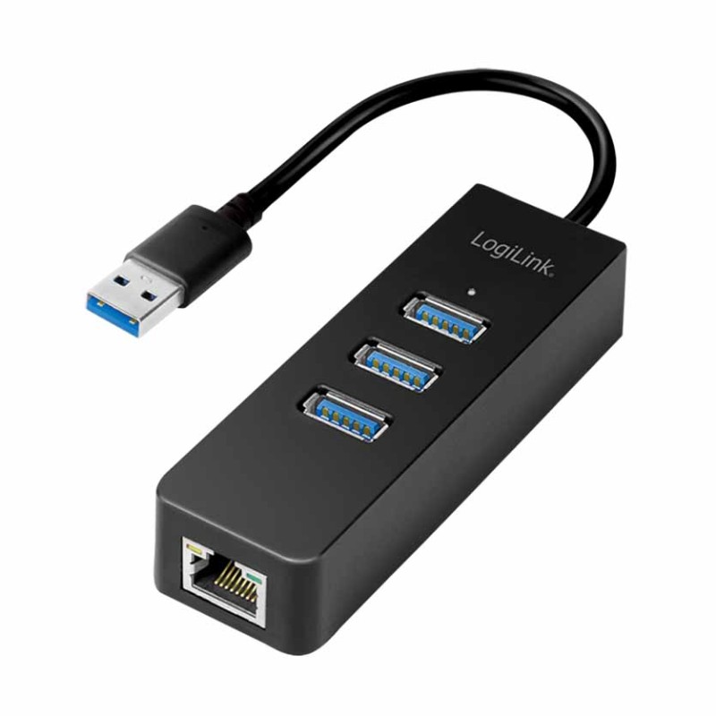 Buy UA0173A USB3.0 TO GIGABIT ADAPTER & HUB 3-PORT LOGILINK in Cyprus, Nicosia, Limassol, Larnaka, Pafos