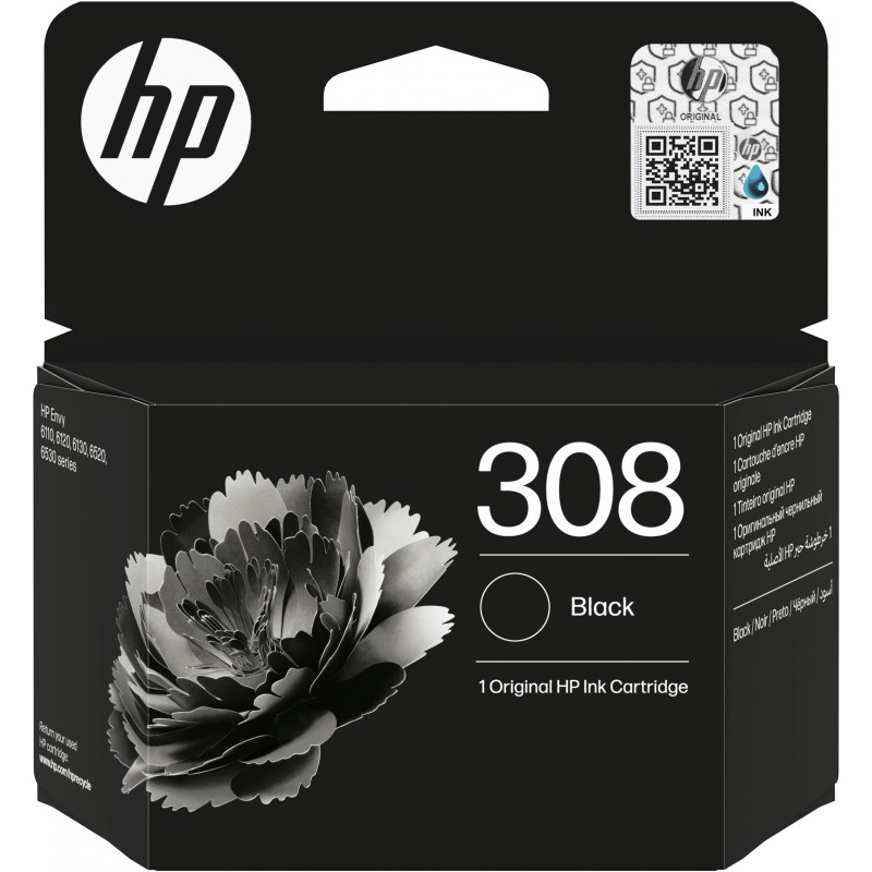 Buy HP 308 Original Black Ink Cartridge - Standard Yield, Pigment-Based Ink, Sin... in Cyprus, Nicosia, Limassol, Larnaka, Pafos