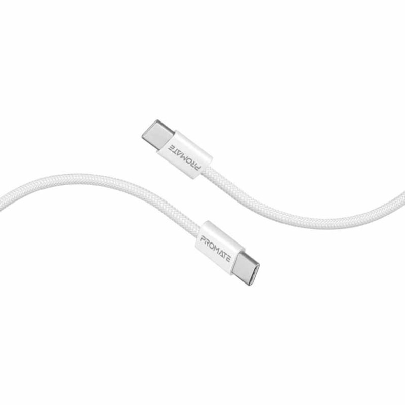 Promate EcoLine-CC200 2m USB-C to USB-C 60W PD Cable White (Retail) — Buy in Cyprus with Fast Delivery