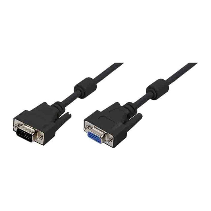 CV0006 VGA CABLE, HD15 M to HD15 F, 1080p, 2x FERRITE, BLACK, 5 m LOGILINK — Buy in Cyprus with Fast Delivery
